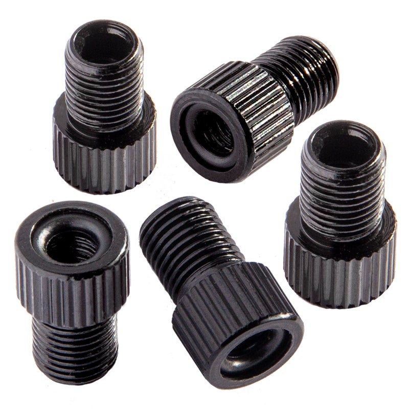 Bike Bits Presta Valve Adapter - Convert Presta to Schrader - French/UK to US - Inflate Tire Using Standard Pump or Air Compressor (5 Pack) (Black) - Image 1